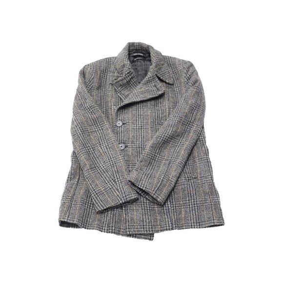 Marc Jacobs Plaid Pea Coat in Grey Wool